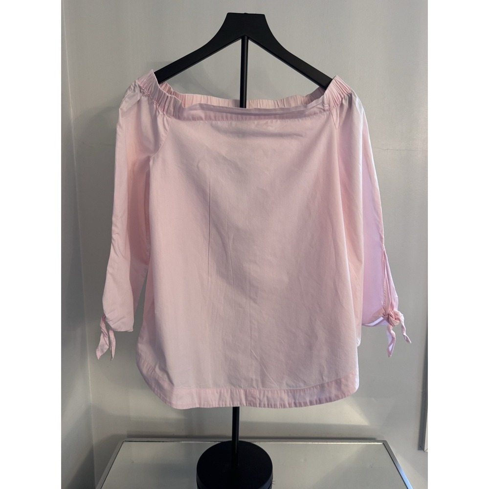 Free People Off Shoulder Blouse Pink Cotton Tie Sleeve Boho Top XS